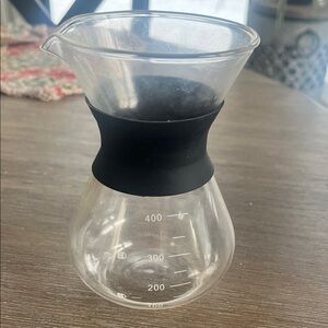 Pour Over Glass Coffee Carafe with Black Silicone Grip